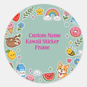 Nome Personalizado Kawaii Quadro de Adesivos