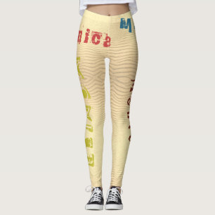 Nome personalizado Leggings de areia amarela do de