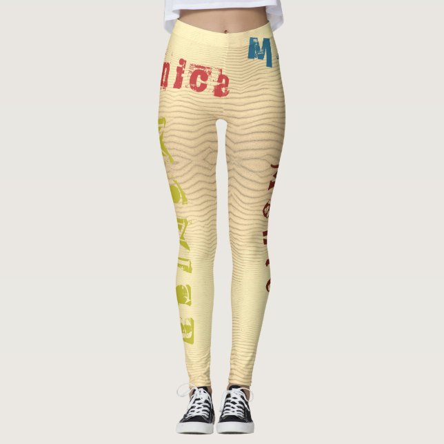 Nome personalizado Leggings de areia amarela do de (Frente)