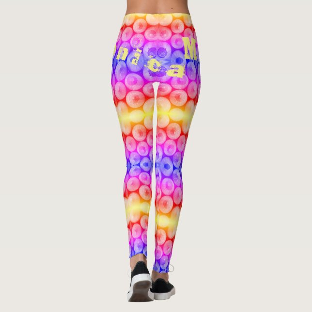 Nome Personalizado Leggings do Arco-Íris (Verso)