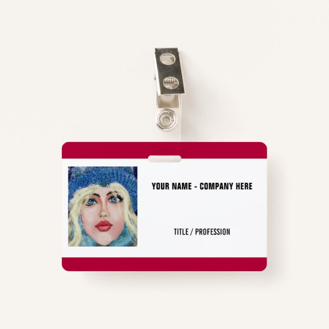Nome personalizado Logotipo fotográfico Crachá com (Frente com Clipe)
