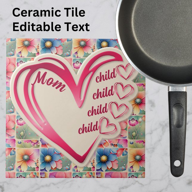 Nome Personalizado Mamãe Crianças Floral Por Toda  (Criador carregado)