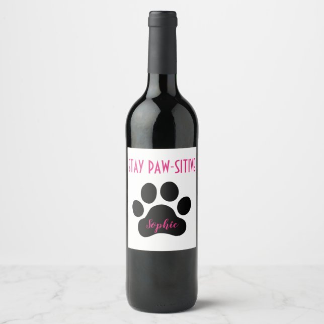 Nome Personalizado Manter Rótulos De Vinho De Cão  (Frente)