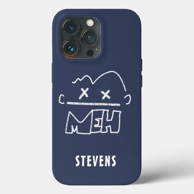 Nome Personalizado Meh Engraçado Face Emoji (Verso)