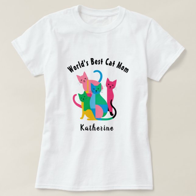 Nome Personalizado Melhor Camisa de Mãe de Gato do (Frente do Design)