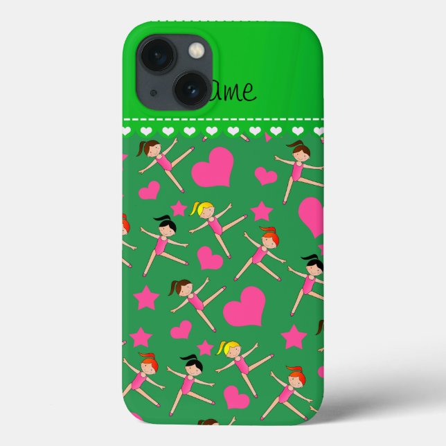 Nome personalizado moça verde ginasta estrelas de  (Verso)