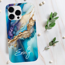 Nome Personalizado Moderno Elegante Mármore Azul D