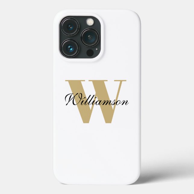 Nome personalizado monograma branco dourado (Verso)