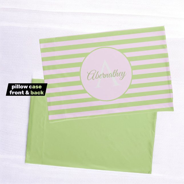 Nome Personalizado Monograma Pastel Cor-de-rosa ve (monogram and name template pillowcase)