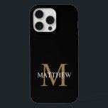 Nome Personalizado Monograma Preto<br><div class="desc">Crie a sua própria capa de telefone redonda negra personalizada com o seu nome e monograma personalizados.</div>