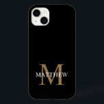 Nome Personalizado Monograma Preto<br><div class="desc">Crie a sua própria capa de telefone redonda negra personalizada com o seu nome e monograma personalizados.</div>