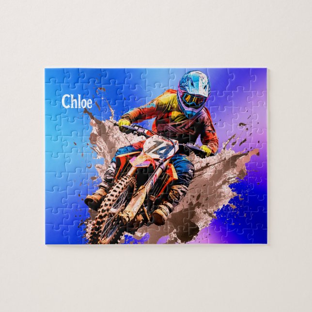 Nome personalizado Motocross Quebra-cabeça (Horizontal)