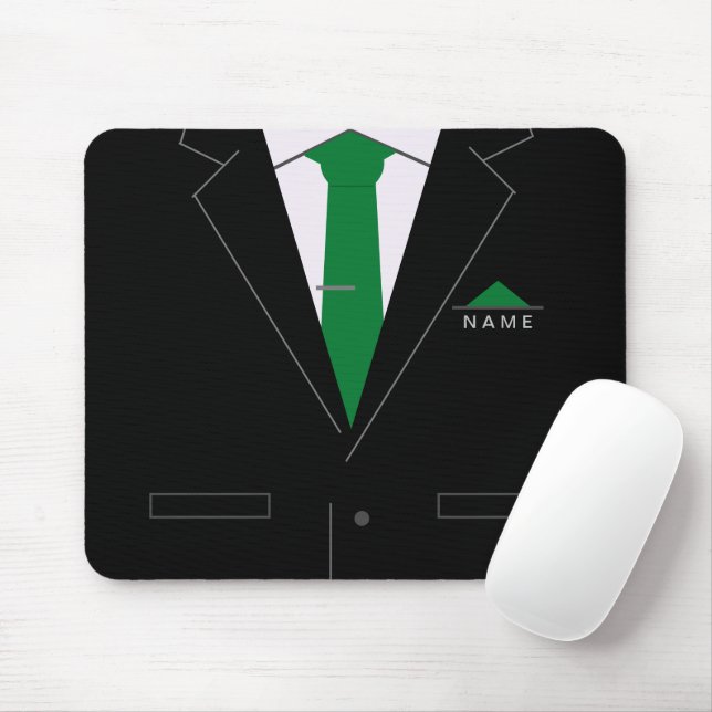 Nome Personalizado Mouse Pad Business Black Suit (Com mouse)