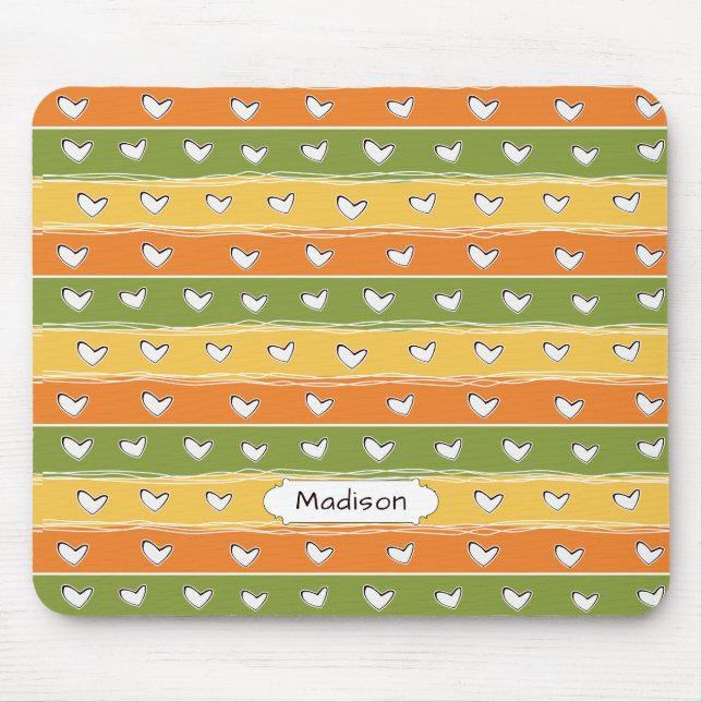 Nome personalizado mousepad Doodles do Coração (Frente)