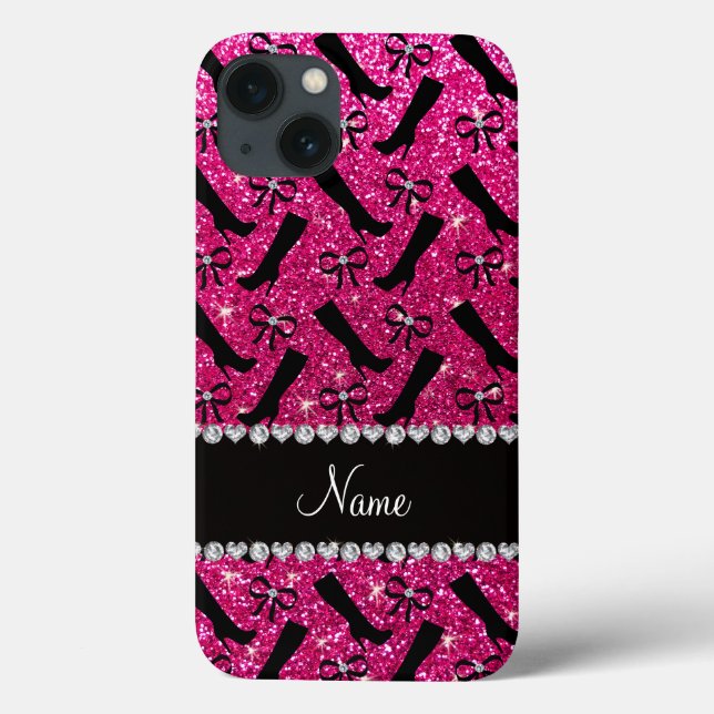 Nome personalizado neon hot pink glitter inicializ (Verso)