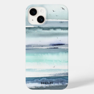 Nome Personalizado Oceano Mar Aquarela Moderna