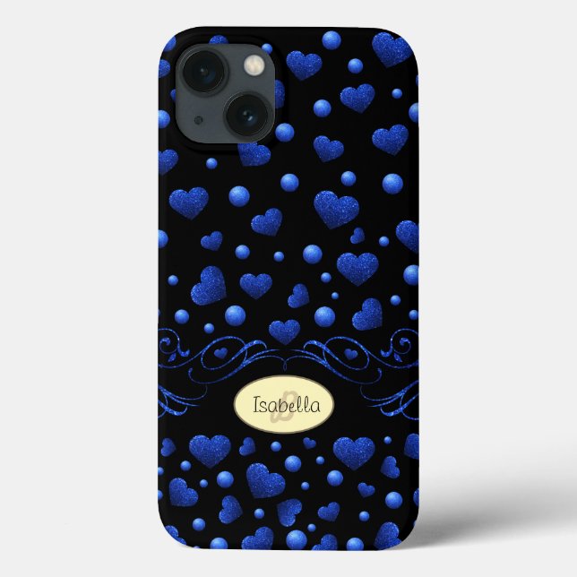 Nome personalizado, padrão de brilho cardíaco azul (Verso)