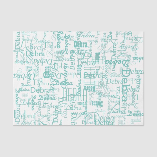 Nome Personalizado Papel de Tecido Azul (Frente )