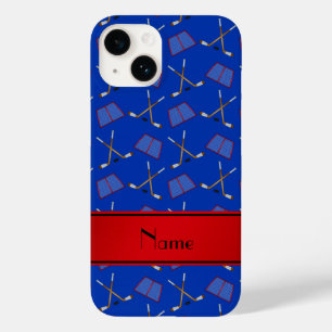 Nome personalizado paus de hóquei azuis faixa verm