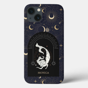 Nome Personalizado Peixes Black Mystic Zodiac