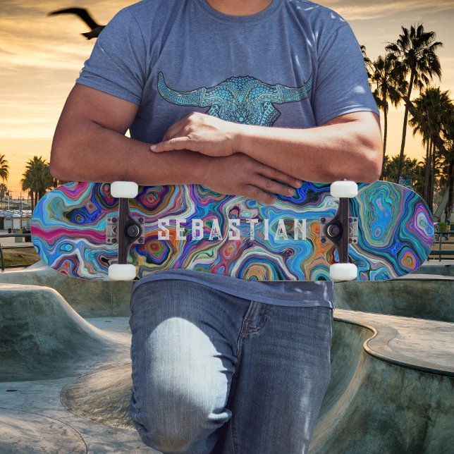 Nome Personalizado Psychedelic Abstrato skateboard (Personalize with your name or phrase. )