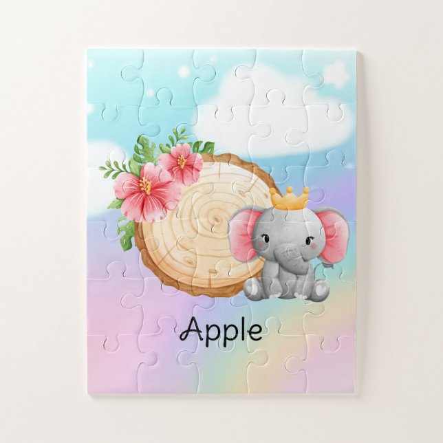 Nome personalizado quebra-cabeça de elefante de gr (Vertical)