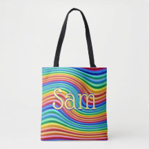 Nome personalizado Rainbow Pride Tote Bag.