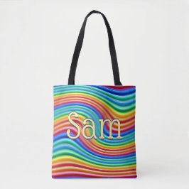 Nome personalizado Rainbow Pride Tote Bag.