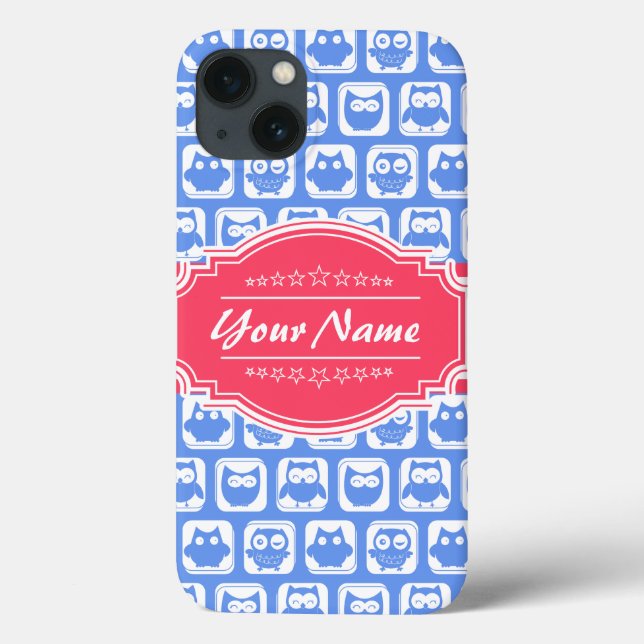 Nome Personalizado Rosa Quente Azul (Verso)