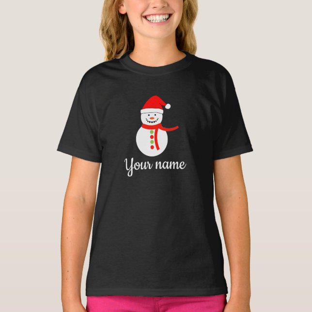 Nome Personalizado Snowman - Camisa de Natal (Frente)