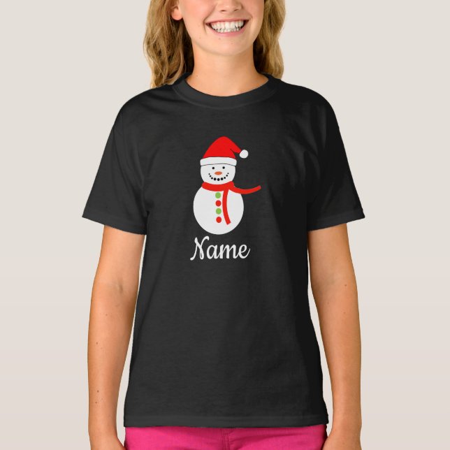 Nome Personalizado Snowman - Camisa de Natal (Frente)