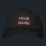 Nome Personalizado Texto Bordado Boné Baseball<br><div class="desc">Nome Personalizado Fácil ou Bonés de Baseball Bordados em Texto - Adicione seu Texto / Nome / mais - Escolha sua Cor / Tamanho / Fonte - Faça seus chapéus / presente exclusivos</div>