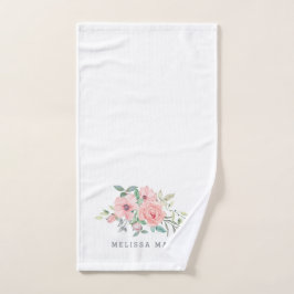Nome Personalizado Toalha de Mão de Aquarela Flora