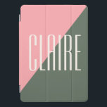 Nome Personalizado Verde Cor Geométrico Bloco Cor<br><div class="desc">Cobrir iPad Pro de Nome Personalizado Verde Rosa de Bloco de Cores Geométrico</div>