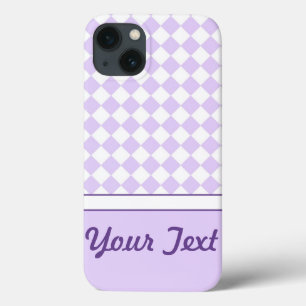 Nome Personalizável Diamante Roxo Padrão Xadrez
