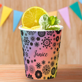 Nome Personalizável Gota Girly Floral Legal Arco-Í