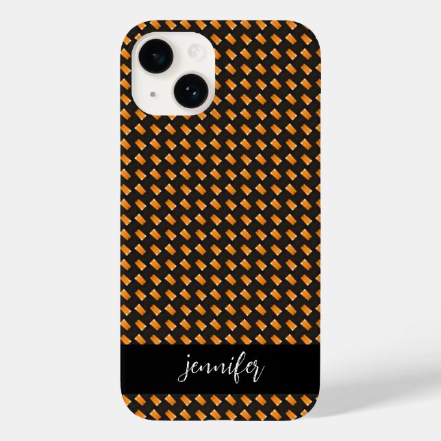 Nome personalizável Padrão amarelo e preto (Verso)