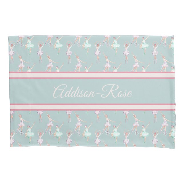 Nome Pink Teal Cinza Ballerina Pattern Nursery (Frente)