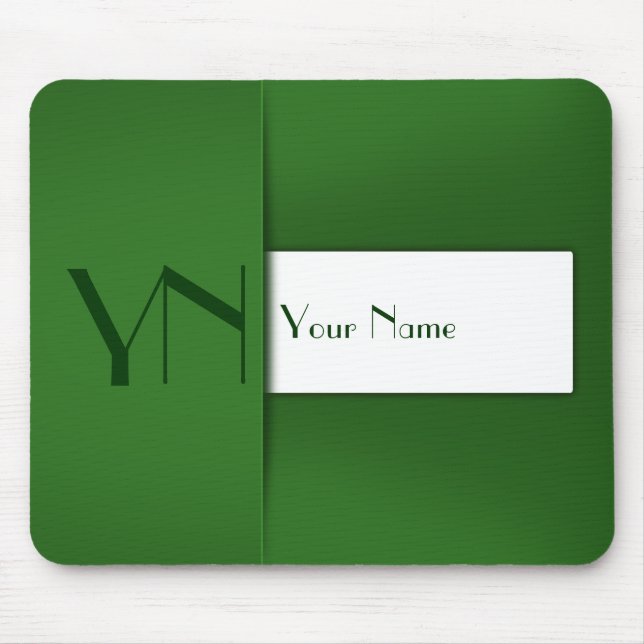 Nome Simples do Monograma Verde Moderno - Mousepad (Frente)