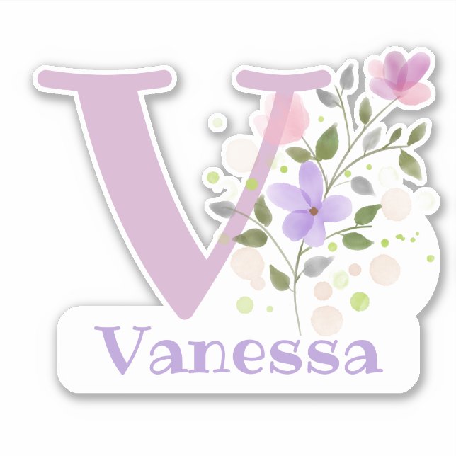 Nome Vanessa com a Letra V Adesivo Recortado (Frente)