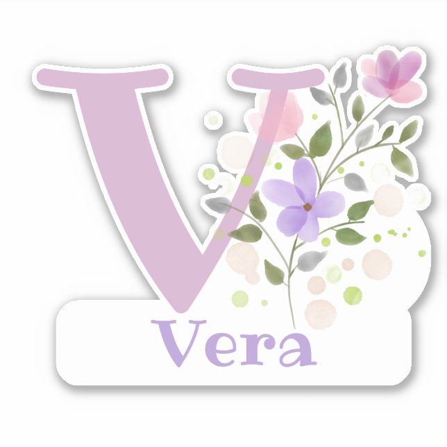 Nome Vera com o Adesivo de Recorte da Letra V (Frente)