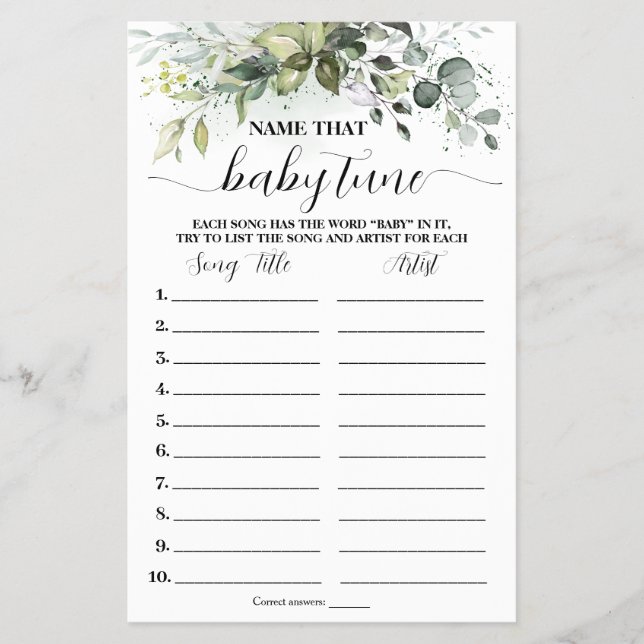 Nome verde Cartão de Jogo de Chá de fraldas de Aju (Frente)