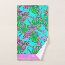 Nome verde tropical personalizado monstera Toalha