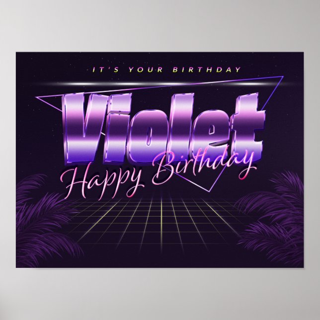 Nome Violet Vorname lila retro Poster Geburtstag (Frente)