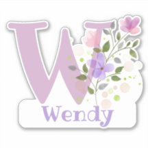 Nome Wendy com a Letra W Adesivo Recortado