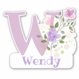 Nome Wendy com a Letra W Adesivo Recortado