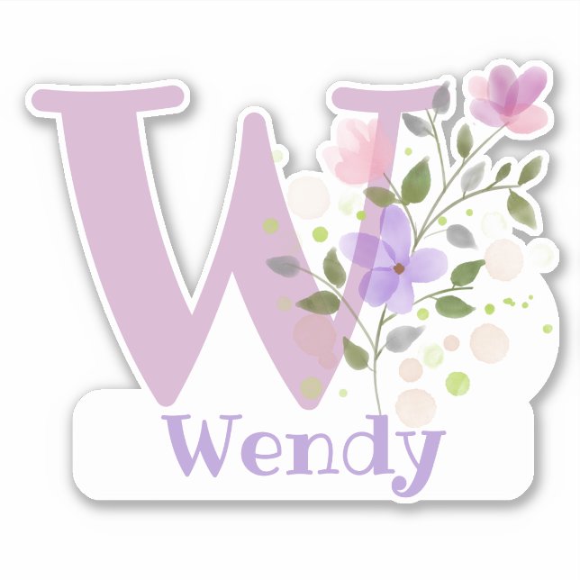 Nome Wendy com a Letra W Adesivo Recortado (Frente)
