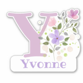Nome Yvonne com o Adesivo de Letra Y Recortado