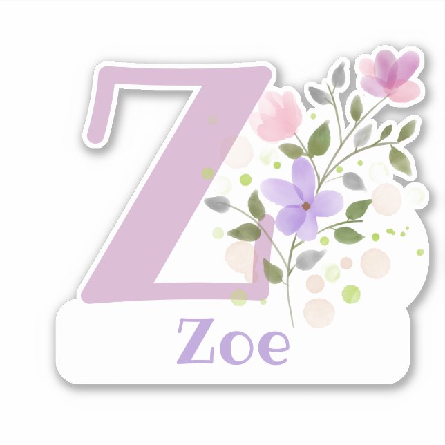 Nome Zoe com a Letra Z Adesivo Recortado (Frente)
