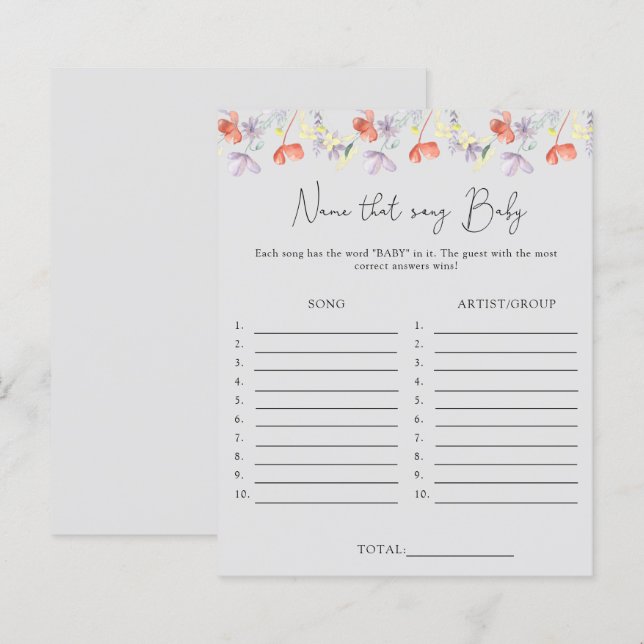 Nomeie essa música \ jogo de chá de fraldas de flo (Frente/Verso)